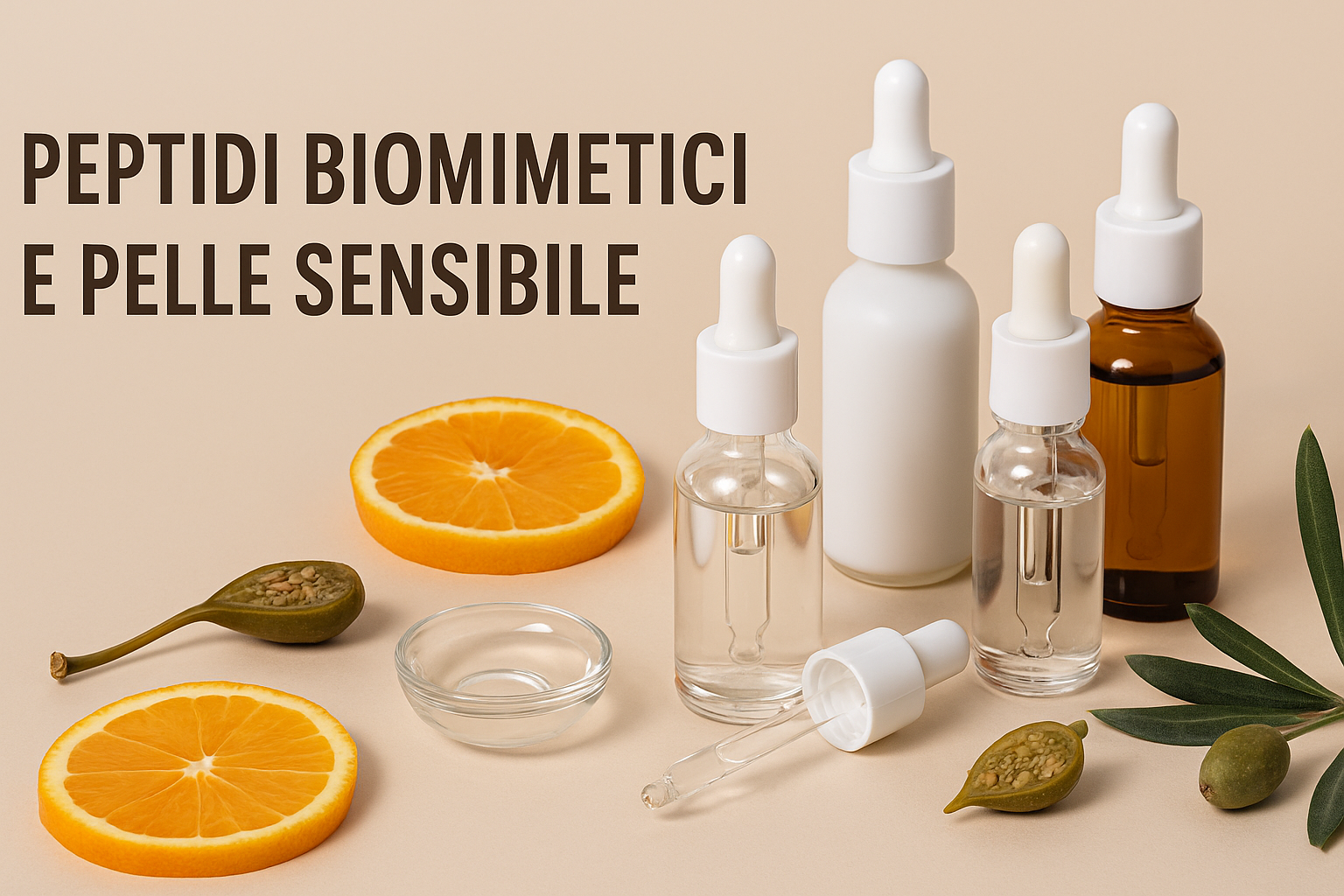 Sieri cosmeceutici con peptidi biomimetici per il trattamento delicato della pelle sensibile e risultati anti-aging visibili.